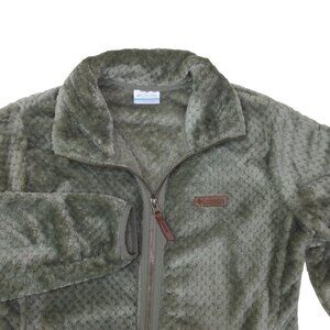Columbia Full-Zip Sherpa Fleece Jacket Womens Small Green Soft Cozy Lightweight